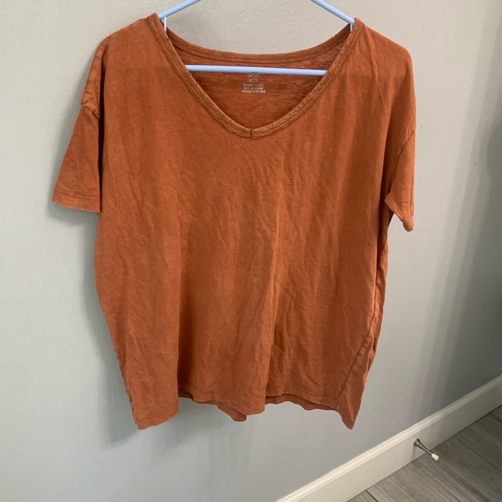 Aerie Burnt Orange V-Neck Tee